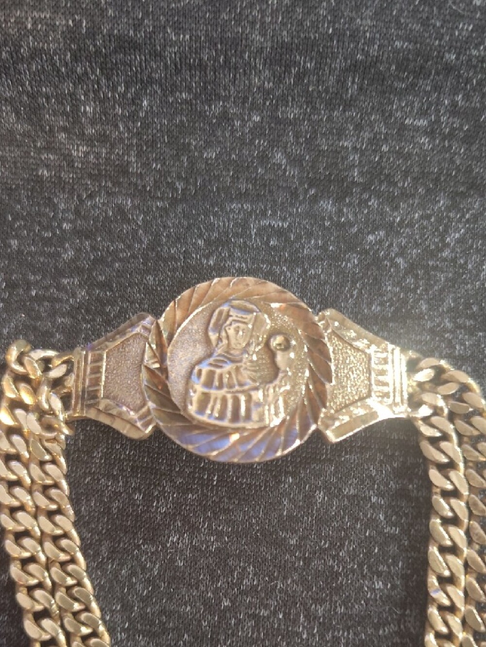 Vintage Heavy Solid 14k Gold Saint Barbara Cuban Link Bracelet - 25g (8.5") - Picture 7 of 16